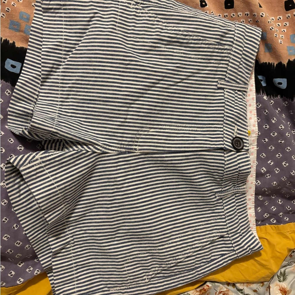 Boden Blue and White Striped Shorts